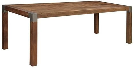 Massivmoebel24.de | Amsterdam Esstisch aus Massivholz #16 | aus Mangoholz - Braun, lackiert | mit Metallelementen | 220x100cm | Massivholztisch Echtholztisch Esstisch