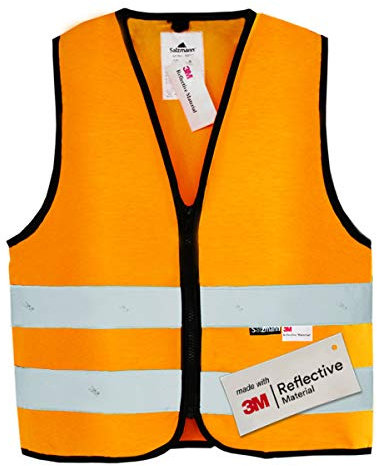 Salzmann 3M Warnweste für Kinder mit Reißverschluss | Hergestellt mit 3M Reflektierendem Material,Orange,S