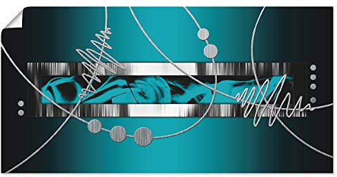 ARTLAND Wanddeko Poster & Kunstdrucke Wandposter 40x20 cm Moderne Kunst Abstrakt Muster Grafik Modern Petrol S7LW