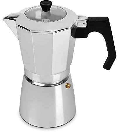ROSSETTO Cafetière italienne express en Aluminium - Couvert transparent (9 Tasses)