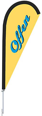 Vispronet Beachflag Offen Blau Gelb - Versch. Bodenelemente - Höhe 2,04 m - Indoor- & Outdoor (Erdspieß)