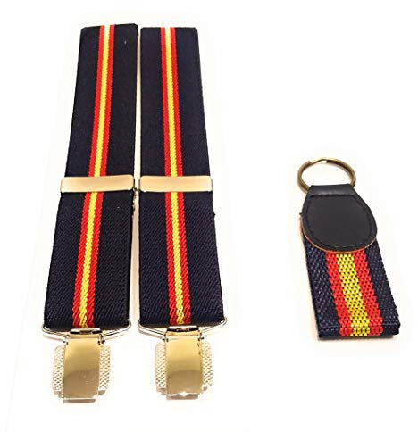 Tirantes elásticos caballero Azul Bandera España y regalo de llavero con la bandera de España