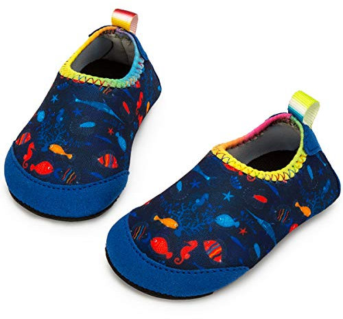 Yorgou Baby Strandschuhe Schwimmschuhe Badeschuhe Wasserschuhe Schnelltrocknende Aquaschuhe rutschfest Barfuss Schuh für Kinder Beach Pool, Ozean/Blau-1, 25/26 EU