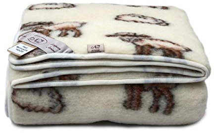 Hollert Wolldecke Merino Standard Naturhaardecke 100% Merinowolle weiche & warme Kuscheldecke Couch- Sofadecke Wohndecke Größe 140 x 100, Farbe Weiß Schaf