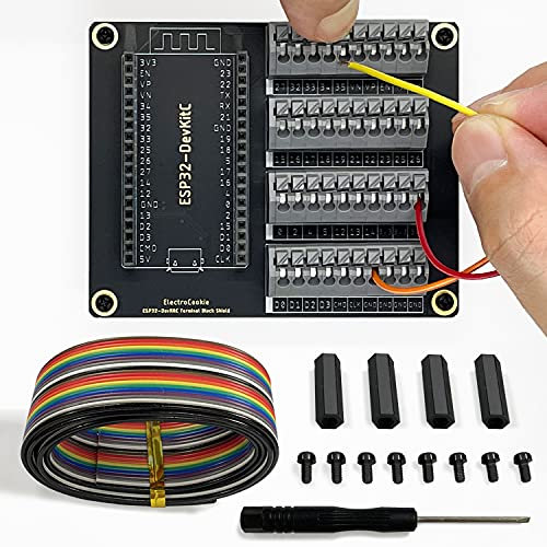 ElectroCookie ESP32 Terminal Block Shield Kit, kompatibel für ESP32-DevKitC, Push-in Simple Spring Connector Expansion PCB Module