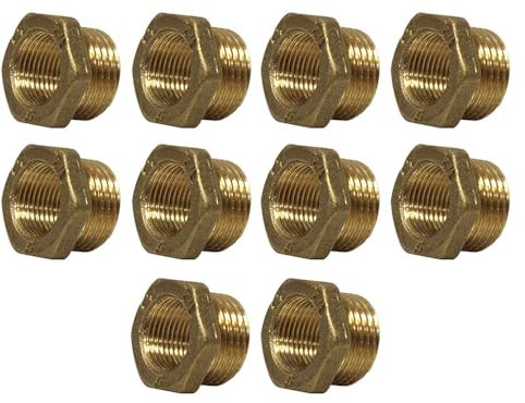 Arcanaute - Raccord laiton à visser - Lot de 10 Mamelons Laiton Réduit Mâle/Femelle 1/2-3/8 (15/21-12/17) - Arcanaute