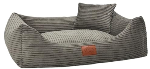 Leo4dog Hundebett Cord Waschbar Bezug Für kleine mittelgroße und große Hunde Hundekissen Hundesofa Hundekorb (Braun, S 67x52)