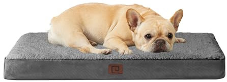 EHEYCIGA Orthopädisches Hundebett Kleine Hunde 76x51x9cm, Hundekissen Waschbar Flauschig, Hundematte Hundematratze für Kiste, Grau
