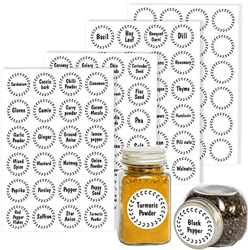 Pack of 96 Storage Jar Labels Stickers (30 mm Round) Waterproof Labels Packwith #V1390, White Labels