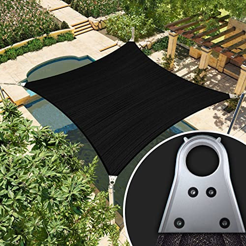 Amgo 50,8 x 55,9 cm, schwarz, rechteckig, Super-Ring, individuelle Größe, zur Bestellung von Sonnensegeln, ATAWS-Baldachin, Sonnensegel, für Terrasse, kommerzielle Standard, strapazierfähig, 260 g/m²