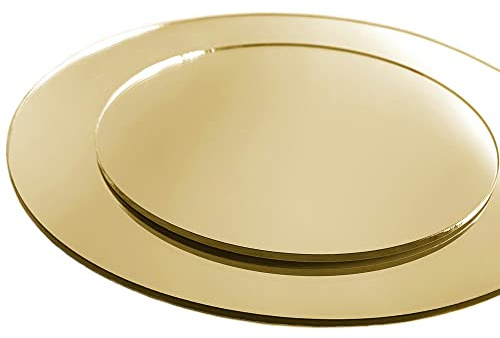 Plaque acrylique miroir or 3 mm rond. Miroir acrylique. Plaque miroir doré. Verre synthétique or. PMMA XT. Miroir Synthétique Or Rond - Diamètre 300 mm -