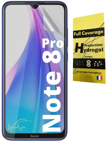 WardSan Hydrogel 3D - Protector de pantalla para Xiaomi Redmi Note 8 Pro (protección integral 3D, transparente, invisible, compatible con carcasas, funda, TPU flexible, protector de cristales)