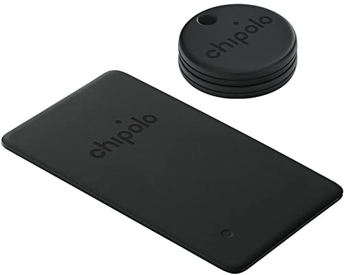 Chipolo Spot Bundle - 2X ONE + 1x Card - Schlüssel- und Portemonnaie-Finder, Bluetooth-Tracker für Schlüssel, Portemonnaie - Funktioniert mit der Apple Wo ist? App (nur iOS) (Beinahe Schwarz)