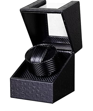 Automatische Uhrenbeweger Box, luxuriöser Uhrenwender mit leisem Motor für Automatische Uhr, Single PU Leder Uhrenbeweger Kollektor Vitrine Uhrengehäuse, Batteriebetrieb oder Netzteil