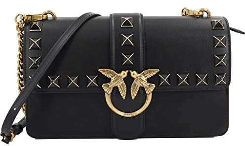 Pinko Love One Classic Cl Vitello Se, Borsa Donna, Z99q_nero-antique Gold, Taglia unica