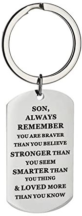 Auto Schlüsselanhänger Auto, Schlüsselanhänger Silver Edelstahl Erkennungsmarke mit Gravur Son Always Remember You Silber Geschenk