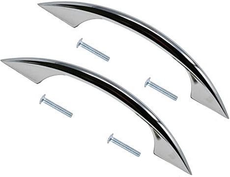 TERF® Traditional Polished Chrome D-Shape Back Fix Pull Handle 100mm (4 inch) Including Fixing Screw for Kitchen Cupboard Cabinet Drawer Wardrobe Door Pull Handle - Pack of 2
