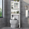 GOPLUS Armoire Dessus Toilette Blanc avec 4 Étagères & Porte, Meuble de Toillette en Bois pour Séchoirs, Machines à Laver, avec Arche d’Étagère Réglable, 60x19x173cm