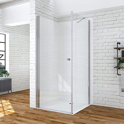 Duschkabine Eckeinstieg 100x70 x 195 cm rahmenlose Eckdusche mit Duschtür Drehtür Pendeltür Schwingtür 100 cm und Seitenwand Seitenteil 70 cm aus ESG Echtglas 6 mm mit Lotus-Effekt Nanobeschichtung