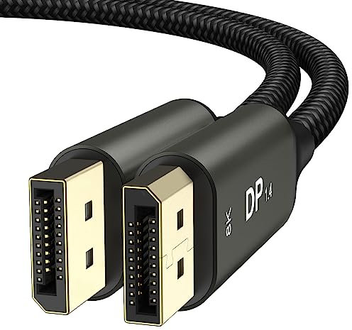 Ablink 8K DisplayPort 1.4 Cable 2M, 8K@60Hz 4K@144Hz 2K@240Hz, 32.4Gbps High-Speed DP to DP Cable, Support HDR/FreeSync/G-Sync, for Gaming Monitor,PC Laptop,TV,Graphic Card (Nylon Braided)
