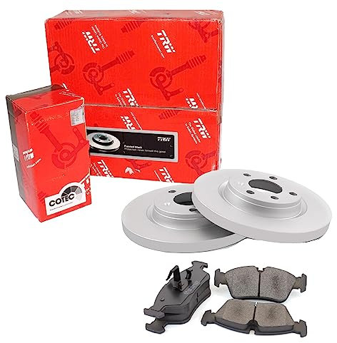 TRW Bremsen Set Bremsscheiben Scheibenbremsen Ø230 Voll hinten + Bremsbeläge Bremsklötze für Golf IV Polo New Beetle Cabriolet Ibiza