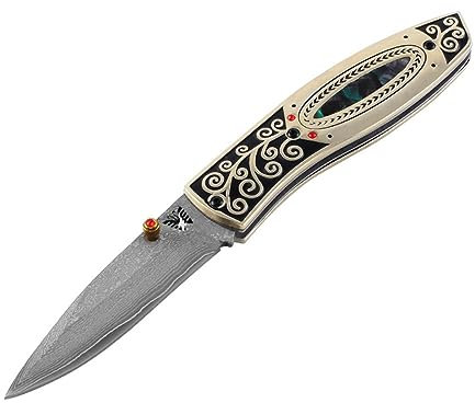 TABKER Klappmesser einhandmesser Hohe Härte und Schärfe Einhandmesser Outdoor Survival Messer für Campingscharfes Taschenmesser für Outdoor Damaszener-Muster