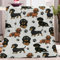Decke 150x200 cm Tierisches Dackel- und Hundepfotenmuster 3D Kuscheldecke Flauschig Decke Fleecedecke Weich und Warme, Wohndecke Flanell als Sofadecke Couchdecke Tagesdecke