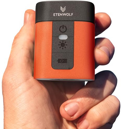 ETENWOLF AIR 3 Air Pump for Inflatables with 2600 mAh Battery & Camping Light, Ultra-Fast and Mini Electric Air Pump, Inflate Deflate for Air Mattress, Pool Floats, Vacuum Storage Bags, Vivid Orange