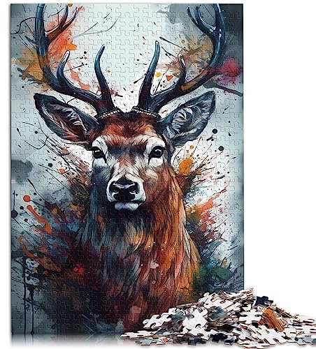 1000 Puzzles für Erwachsene 1000 Teile Hirsch Popart Papppuzzle Denksportaufgabe 10,27 x 14,96 Zoll
