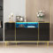 BTM Buffet, Panneau latéral, Armoire à tiroirs Noir Brillant avec 2 tiroirs Armoire à tiroirs Chambre à Coucher, Panneau latéral Noir Brillant B150 / T40 / h80cm