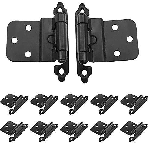 Bestgle 10 Pcs Overlay Door Cupboard Hinges, Metal Semi-Concealed Cupboard Inset Hinge Set, Self Closing Flush Cabinet Door Hinge Hardware Tool