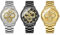 JewelryWe Uhren Herren Edelstahl Drache: 3pcs Datum Kalender 30m wasserdichte Analog Quarz Armbanduhr Männer Edelstahl Armband Uhr mit geprägten golden Drachen Zifferblatt und Leuchtzeiger