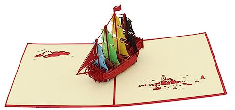MAGICLULU Weihnachtskarte Hohles Segelboot Design Grußkarte Weihnachtsgruß Karte Aus Papier Für Weihnachts Oder Thanksgiving-party Einladung Bunter Gruß Segenskarte