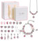 Naler Valentinstag 24 Stück Halskette Charm Armband Geschenk für sie Freundin DIY Schmuck Herstellung mit tragbarer Schmuckschatulle