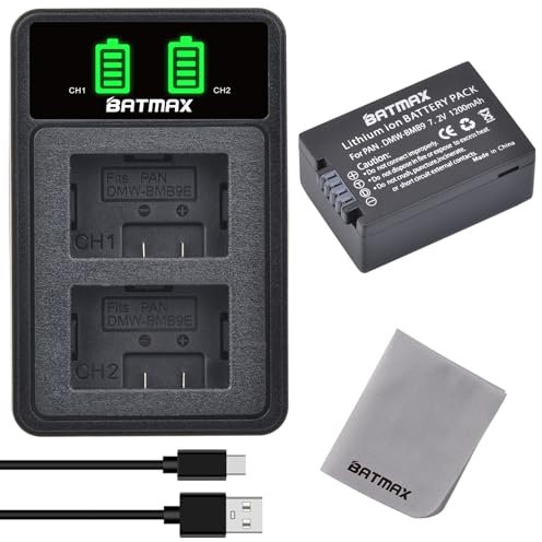 Batmax DMW-BMB9 DMW-BMB9E Battery and USB Battery Charger Compatible with Panasonic Lumix DC-FZ82 DMC-FZ40 DMC-FZ47 DMC-FZ60 DMC-FZ62 DMC-FZ70 DMC-FZ72 DMC-FZ100 DMC-FZ150 DMC-FZ45 DC-FZ80