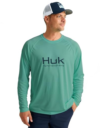 HUK Mens Pursuit Vented Long Sleeve, +30 UPF Fishing Shirt, Storm Blue, Medium
