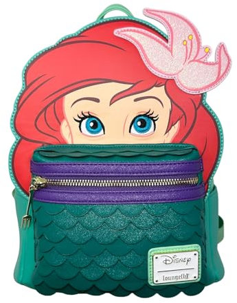 Loungefly Disney The Little Mermaid Ariel Cosplay Damen Doppelriemen Schultertasche Geldbörse, Grün, Medium