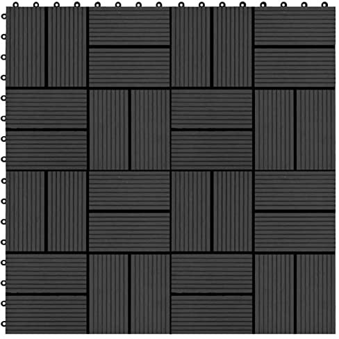 ZEYUAN 22 STK. Terrassenfliesen, Balkonbodenbeläge Wetterfest, Terrassendielen, Terrassenplatten, Balkonboden, Bodenfliesen Im Außenbereich, 30 x 30 cm 2 qm WPC Schwarz