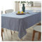 Tischdecken Rechteckig, Tischdecke 140x220CM Baumwolle Leinen Tischdecke Abwaschbar Couchtisch Einfarbig mit Quasten Tischdecke für Glastisch, Blau