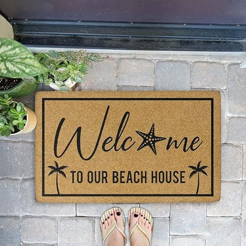 MIAOMANSENSTORE Benvenuti nel nostro zerbino estivo della casa al mare, zerbino di benvenuto estivo, zerbino estivo per la porta d'ingresso, zerbino della casa al mare