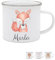 wunderwunsch - Personalisierte Emaille Tasse Kinder mit hochwertigem Spezial-Druck – Bruchsicher, Leicht & Umweltfreundlich – Perfekt für Zuhause, Kindergarten oder Camping (Fuchs)