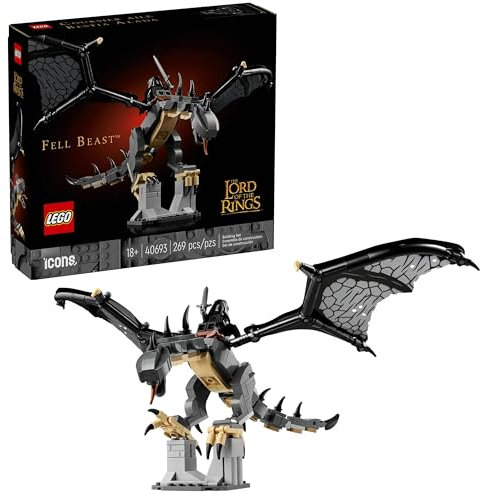 LEGO Icons Der Herr der Ringe Fell Beast 40693 Bauset für Erwachsene, mit Nazgûl Minifigur und Osgiliath Display, 269 Teile