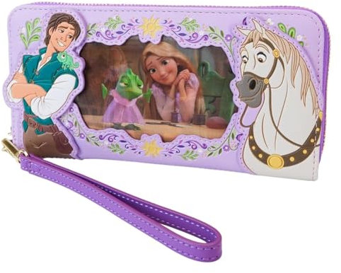 Loungefly Disney Tangled Raiponce Portefeuille lenticulaire zippé autour de la dragonne