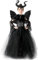 KUJAIS Maléfique Deguisement Halloween Fille: Maleficent Costume Enfant - Méchante Reine Robe avec Corne Et Ailes Noires Cape Ensemble pour Halloween Carnaval Cosplay Tenue De Fête (XL (135-155cm))