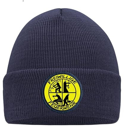 Freiwillige Feuerwehr Mütze mit stylischem Motiv - Hochwertig Bedruckt und Individuell Gestaltet Mütze Beanie Mütze Navyblau 01