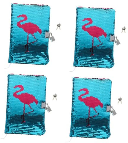 Lurrose 4 Pezzi Notebook Con Serratura Comodo Blocco Note Flip Con Paillettes Diario Notebook Pianura Decorativa Planner Blocco Note Taccuino Con Serratura Blocco Note Business Progettato