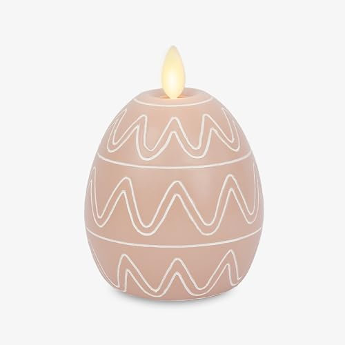 Luminara - Flameless Battery Operated Flickering Easter Egg Candle - Dusky Rose - Pack of 1-3.1x4.3 - Auto Timer Built-in 5-Hour Timer Indoor Use