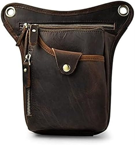 Motorrad Tasche Bauchtasche Leder Gürteltasche Wanderung Fanny Pack Herren Hüfttasche Wasserdicht Multifunktionale Oberschenkeltasche Taktische Beinbag Beinpack Für Wandern Camping Klettern(Stil 1)