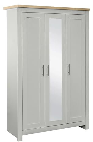 Birlea 3 Door Mirror Wardrobe Grey Oak Highgate Farmhouse Shabby Chic