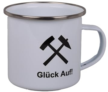 Emaille Tasse Becher Schlägel Eisen Glück Auf Bergbau Bergmann Kaffee Tee